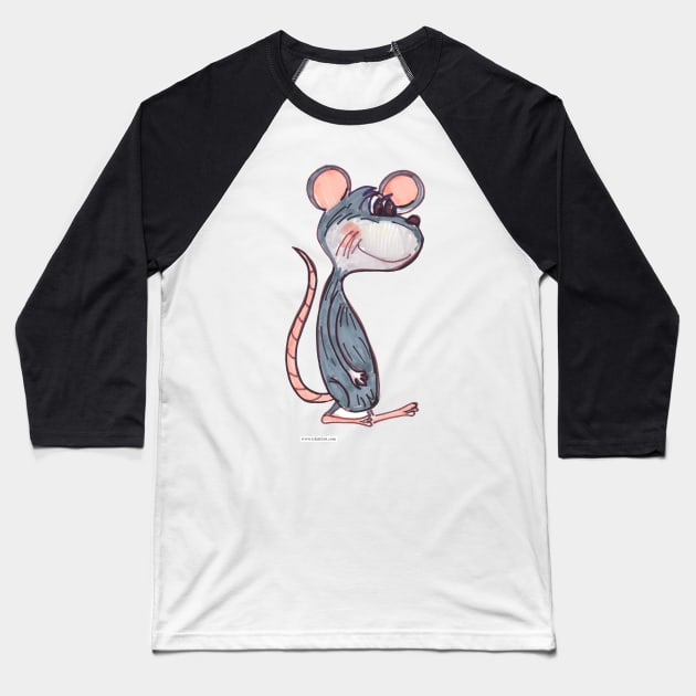 Cartoon Mouse Cute Rodent Friend Marker Art Baseball T-Shirt by Tshirtfort